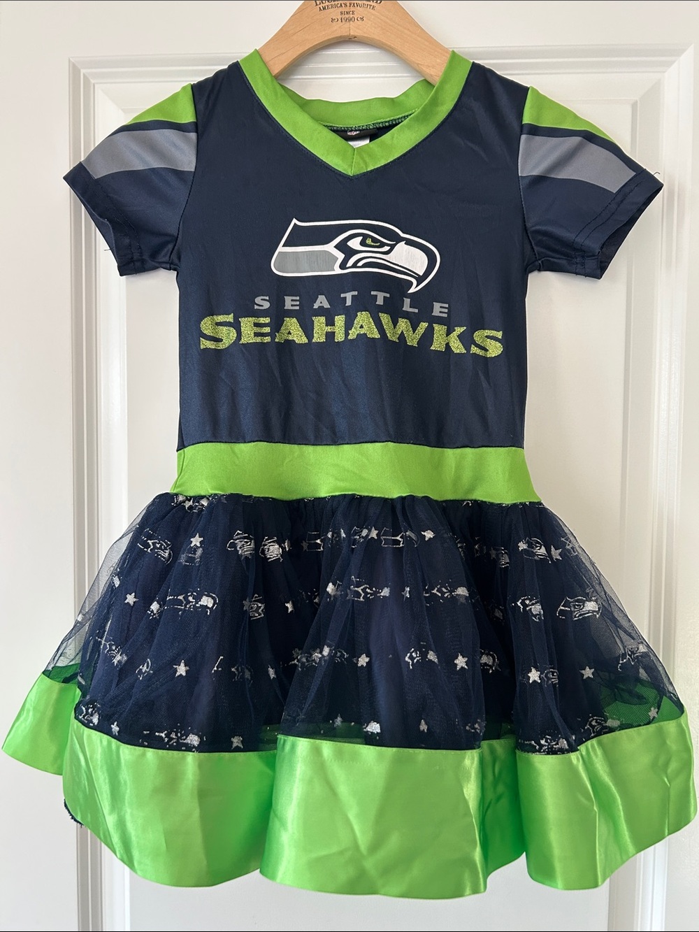 NFL Seattle Seahawks Tailgate Tutu Dress Sz Small w MEASUREMENTS Tulle Skirt